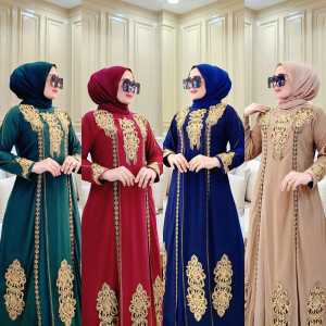 Baju Gamis Abaya Turkey Hitam Premium Dewasa  Elish Warna