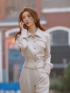 SHANGSHA | Stylish Elegance Office Leisure Suit Pants White