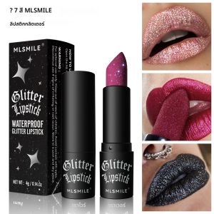 7 สี Glitter ลิปสติก Waterproof Long Lasting Diamond Pearlescent METALLIC ลิปสติกสีดํา Lipgloss ผู้หญิงแต่งหน้าเครื่องสําอางค์