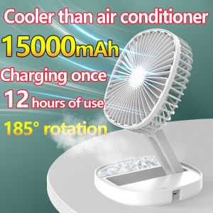 🧊 Cool than air conditioner🧊 electric fan rechargeable fan folding fan15000mAh Charge once Use 12 hours 3 speed adjustable 185° rotation 3 steps folded USB charging Silent With indicator light foldable fan rechargeable electricfan