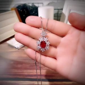 Huitan 2022 Wedding Necklace for Women Luxury Red/White Cubic Zirconia Bridal Marriage Ceremony Party Pendant Necklace Jewelry