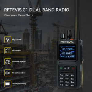 Retevis C1 5W Dual Band VHF/UHF Two Way Radio Long Range Handheld Radio IP67 Waterproof for Outdoor Camping Outdoor Rescue Construction Sites Security Emergency