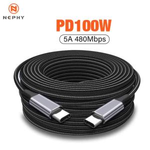 100W Type C To Type C Cable USB C PD 5A Fast Charging Charger Cord for iPhone 16 Xiaomi POCO F3 Samsung Redmi Macbook 2M 3M Long
