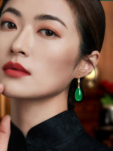 Silver Earrings with Agate And Agate New Chinese Style Fashion Jewelry for Mother Matching Qipao  out Design Ear Jewelry