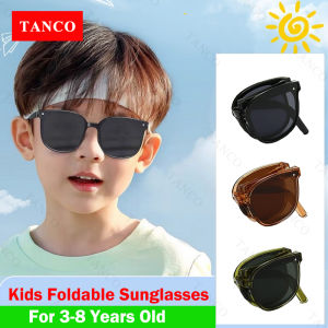 TANCO 1033 Kids Foldable Sunglasses for 3-8 Years Old Anti-UV HD Lens Elastic Frame UV400 Sunglasses for Children