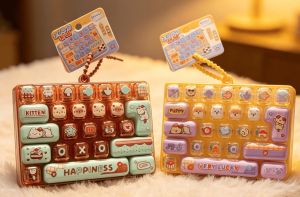 Panini | Candy Color Fidget Keycap Clicker Keychain Cute 26 Keys Stress Relief Keyboard Toy Bag Pendant Cartoon Fidget Key Ring