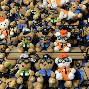 Firefighter Police Bear Doll Plush Toys Teddy Bear Cute Keychain Soft Stuffed Animal Figure Collectible Miniature Simulation Model