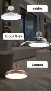 Fanco Tristar Retract 42" DC Retractable Ceiling Fan with 40W LED and Remote Control | Optional: Wifi