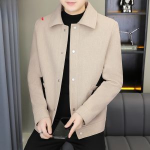 HENGYUANXIANG | Hengyuanxiang Mens Slim Fit Casual Jacket Spring Autumn Short Style Fashionable Polyester Fiber Button Decorated Outerwear