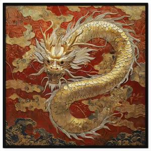 Tranh phong thủy rồng vàng may mắn. Tranh treo tường dán tường sơn dầu canvas trang trí. CGI-1930