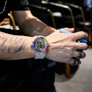 นาฬิกาข้อมือ URAB 0421 สำหรับผู้ชายและผู้หญิง กลไกแบบมีสายเดี่ยว หน้าปัดแบบเปิด ดีไซน์เรียบง่าย สไตล์เรียบง่าย วัสดุอื่นๆ