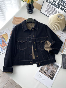 Deep Blue Retro Denim Short Jacket Womens Spring 2025 New Style Shoulder Length Short Versatile Cotton Polyester Blend Jacket