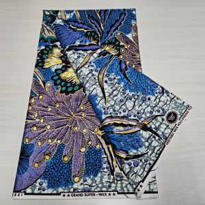 African cotton wax prints fabric grand super Hollandais wax fabric golden wax glitter 6 yards per piece
