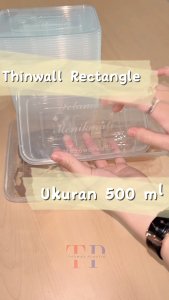 25pcs Thinwall Rectangle 500ml Kotak Makan Plastik Persegi Panjang Wadah Makanan Food Container