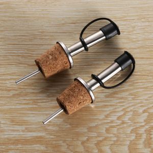 Wooden Cork Red Wine Pourer Oil Beer Bottle Stopper Oil Dispenser With Cover Kitchen Barware Accessory