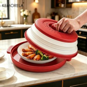 10.2 inch Microwave Plate Cover 2 In 1 Cover as Splatter Guard Collapsible Lid for Plate Dish Bowl Multi-Purpose Kitchen Gadget