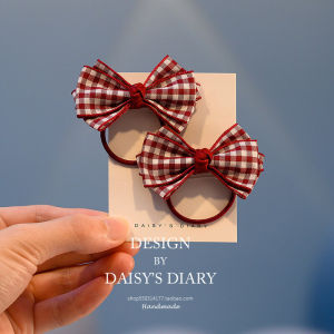 Preppy Style Gingham Bow Hair Rope Childrens Rubber Band Does Not Hurt Hair Girl Hair Band Little Girl Hair Rope Princess Hair Accessories