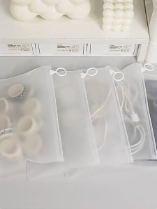 20pcs Extra-Thick Transparent Zipper Bags - Sundries Sorting Stationery Travel Storage Pouch