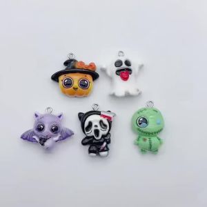 Potdemiel | 10 Chiếc Halloween Hoạt Hình Nhựa Mặt Dây Chuyền Bông Tai Móc Khóa Tự Làm Trang Sức Làm Phụ Kiện Cổ Điển Dẹt Quyến Rũ Cho Lễ Hội Hàng Thủ Công