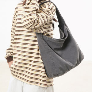 Túi Đeo Vai Vải Canvas Cỡ Lớn Dành Cho Nữ Kiểu Đơn Giản Đeo Chéo Thích Hợp Cho Sinh Viên Có Dây Đeo Đơn