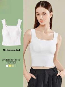 Miiow | Cat Lady Strapless Vest Womens Inner Wear With Chest Pad Wide Shoulder Strap Base Shirt Square Collar White Color