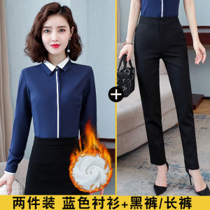 Womens Long Sleeve Chiffon Shirt Spring Autumn New Style Iron Free Work Uniform Top Professional Garment Korean Style Polo Collar