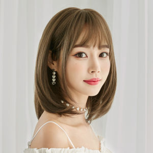 【Fast delivery】New Fashion Wig Human Hair Real Hair True Hair Washable Short Hair Womens Hair Shoulder-length Bangs Long Hair Air Bangs Short Hair-时尚假发