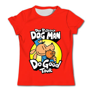 Dog Man Anime Number T Shirt for Boy Birthday Clothes Kids Cotton Tees Tops Cartoon Summer Short Sleeve Digital Baby Kawaii Gift