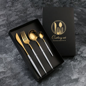 Set 4 Món Dao Muỗng Thìa Hoàng Gia Kèm Hộp Cao Cấp Sang Trọng Phong Cách Châu Âu