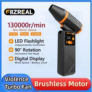 Fiizreal H28 Brushless Turbo Blower- 8000mAh Dual Battery 130000RPM Typhoon Wind With Digital Display & Rotatable Nozzle Type-C