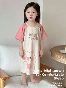 MiiOW | Pure Cotton Summer Sleepwear For Girls Loose Fit Lightweight Breathable Home Clothes Nightgown Childrens Clothing
