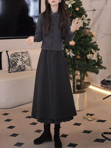 Shalldoer | New Fashion Collar Knit Top and High Waist Wide Leg Pants Set