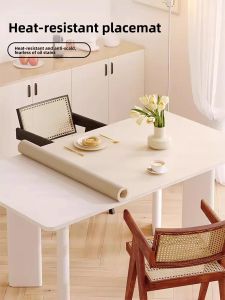 QIAOSHE | Wash-free Waterproof Minimalist White Luxury Silicone Table Cover