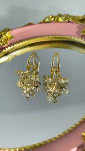 14k gold plated flower design earring Korean style