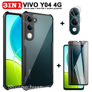 VIVO Y04 Privacy Protector & Tempered Glass Case