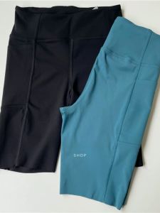 High-Waist Seamless Running Fitness Womens Sports Shorts Chen Piaopiao Style Pocket Design Yoga Pants Quick-Dry Moisture-Wicking