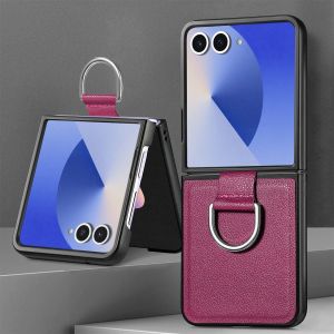 szhaiyu | Flip 8 Finger Ring Holder Leather Phone Case for Samsung Galaxy Z Flip 8 7 6 5 4 3 Flip8 Protective Cover