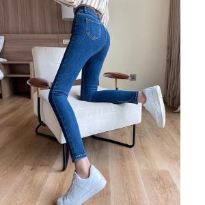 High Waist Slim Fit Jeans Womens Summer Thin Elastic Pencil Pants Cotton Stretch Denim Trousers Wear Resistant Long Pants