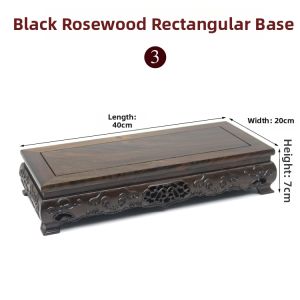Redwood Carving Buddha Statue Display Base Black Ebony Wooden Rectangle Solid Wood Support Frame Unique Stone Landscape Pot