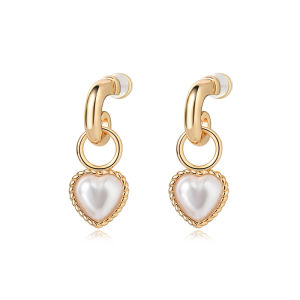 Elegant Double-Sided Heart-Shaped Hoop Earrings for Women in Black And White No Piercing Required Fashionable Jewelry