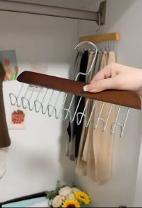 เซ็นูหลัก: มาก่อนที่แขวนไม้เนื้อแข็งหนาพิเศษ ไม้แขวนผ้า ไม้แขวนอเนกประสงค์ ประหยัดพื้นที่ รูปคลื่น B883