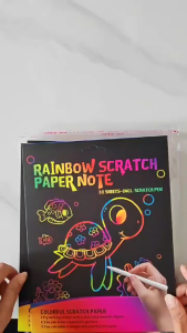 กระดาษขูดสีรุ้ง กระดาษดำขูดสี กระดาษขูดสี แพ็คละ 8 แผ่น 8 ลาย V111 ส่งจากไทย