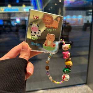 Cute Animal Mirror Samsung ZFlip567 Xiaomi MixFlip2 Huawei Pocket2 Protective Cover Honor MagicVFlip2 Foldable Phone Case