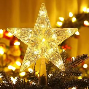 Large Glowing Christmas Tree Topper / Five-pointed Star LED Lights / Fairy Pentagram Light Christmas Tree Topper Decoration