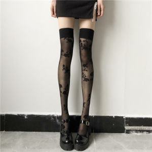 ถุงน่องผ้าไหมสีดำยาวถึงเข่าสำหรับผู้หญิง ถุงน่องผ้าไหมสีดำ ถุงน่องทรงกระบอกยาวถึงข้อเท้า เสริมสวยขา ไร้ตะเข็บ ผลิตจากไนลอน
