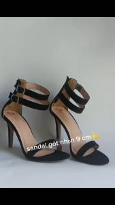 giày xăng đan gót nhọn quai bản ngang dây cổ chân trang trí hai dây song song có khóa đep mới NĐ130