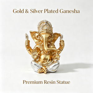 Golden Ganesha Statue Resin Figurine Hindu Elephant God Sculpture Lucky Decor for Home Living Room Office Meditation Room Gift