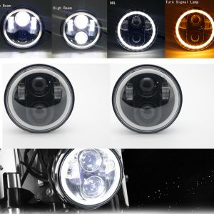 2PCS 5.75 Inch LED Headlight Projector for Triumph Rocket iii 3 & Speed Triple & Street Triple 5 3/4" Headlamp For Iron 883 Dyna