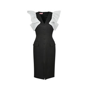 Autumn Elegant South of France Petal Sleeve Dress