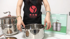 หม้อสแตนเลสหม้อนึ่ง2ชั้น ขนาด24ซม. ซึ้งนึ่งสแตนเลส หม้อนึ่ง ใช้ได้กับทุกเตา หม้อสแตนเลส